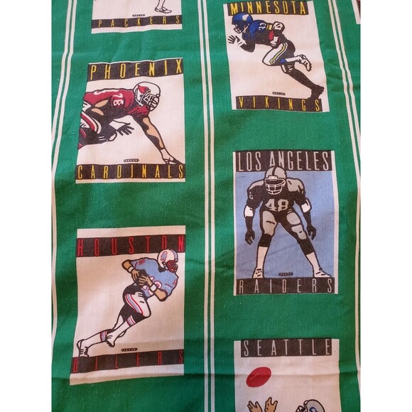 Vintage 1989 BIBB Co NFL Football Team Twin Flat Bed Sheet USA Material Fabric - Picture 2 of 6